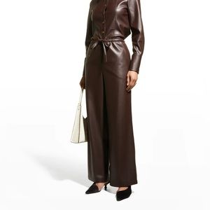 NWOT Rebecca Taylor Vegan Leather Wide Leg Pants, Size Medium.